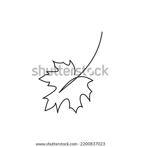  One continuous line drawing of maple leaf. Maple leaf line art in autumn. Contour drawing. Minimalist art. Modern decor. Vector illustration of maple leaf in autumn. Royalty-Free Stock Photo #2200837023