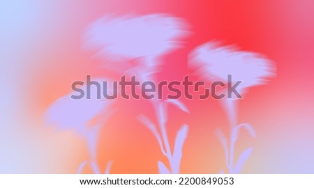 Aesthetic pink and gray gradient flowers and light effect. Simple 80s  style. Abstract background. 