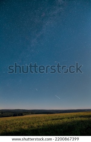 The Perseid meteor shower on August 12, 2022, photographed from the summit of the Witthoh near Tuttlingen in Germany.