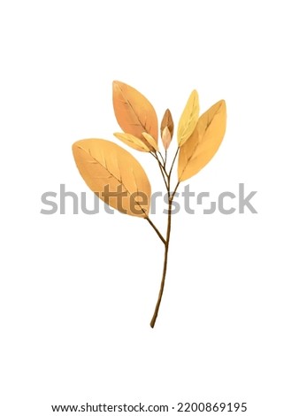 cute autumn cozy yellow leaf. digital illustration hand drawn isolated on white background. use for printing stickers, postcards, labels, decoration