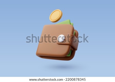 3d Vector Money wallet with green cash and gold coins, Online payment concept. Eps 10 Vector. Royalty-Free Stock Photo #2200878345