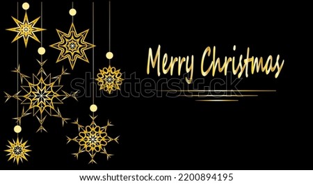 christmas stylish golden snowflakes on black background