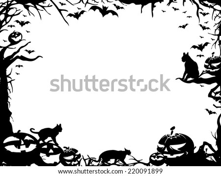 Halloween horizontal frame border isolated on white