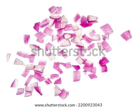 Red onion slices isolated on a white background. Royalty-Free Stock Photo #2200923043