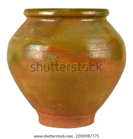 Old red clay pot isolated on white background Royalty-Free Stock Photo #2200987775