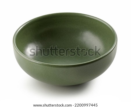 empty green ceramic bowl isolated on white background Royalty-Free Stock Photo #2200997445