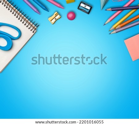 School supplies on background. Back to school concept.