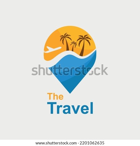 travel logo design with shapes like blue and orange balloons