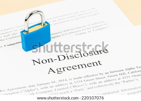 Non disclosure agreement document with padlock