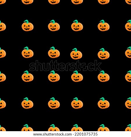 seamless pattern. funny pumpkins on black background.3d