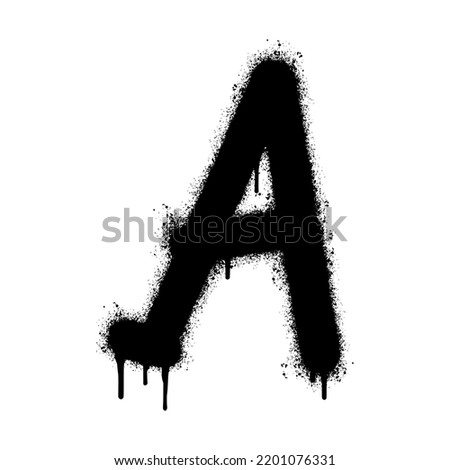 Spray Painted Graffiti font A Sprayed isolated with a white background. graffiti font A with over spray in black over white. Vector illustration.