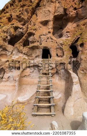 Ladder to Pueblo in Bandelier National Monument, New Mexico, USA  Royalty-Free Stock Photo #2201087355