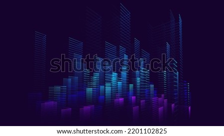 Smart Digital City Concept. Urban Architecture High Towers Concept of the Future City. Virtual Reality Abstract Digital Buildings. Modern Technology Vector Illustration. Royalty-Free Stock Photo #2201102825