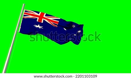 Waving glorious flag of Australia on green screen, isolated - object 3D illustration