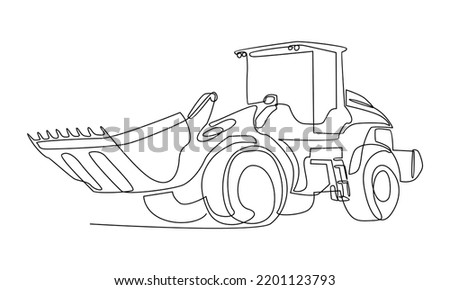 continuous line of construction machine is a tractor excavator  Royalty-Free Stock Photo #2201123793