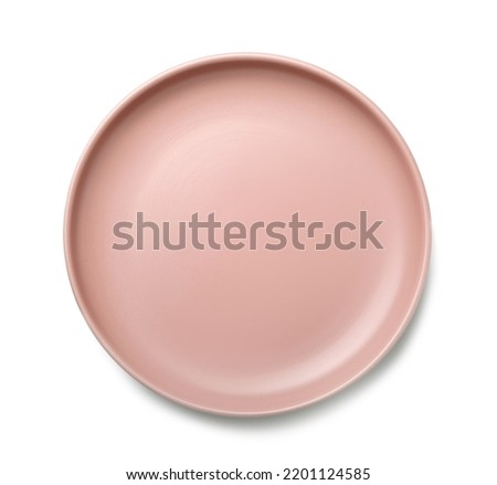 Empty ceramic plate isolated on white, top view Royalty-Free Stock Photo #2201124585