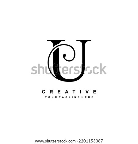 luxury black letter U logo design. U flourish. U monogram logo, typography logo. beautiful letter U. suitable for business logo, company, beauty, boutique, wedding, etc