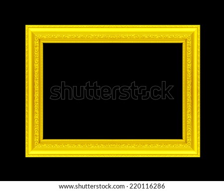 The antique gold frame on the black background 