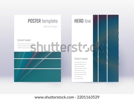 Geometric cover design template set. Red abstract lines on white blue background. Bizarre cover design. Perfect catalog, poster, book template etc.