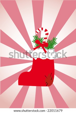 Christmas element on striped background. Vector illustration.