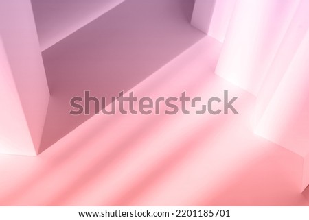Abstract pink studio background for product presentation. Empty color room with shadows of window. Display product with blurred backdrop.