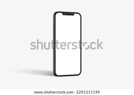 Black modern smartphone mockup. Mobile smart phone technology front blank screen studio shot isolated on over white background with clipping paths for Phone and for Screen.