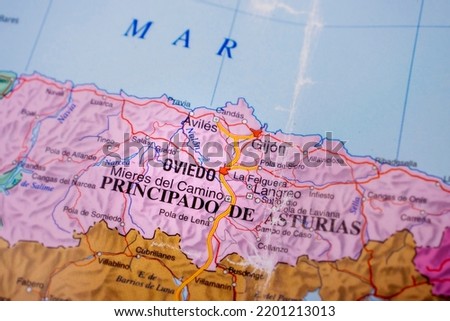Oviedo marked on a map of Spain.