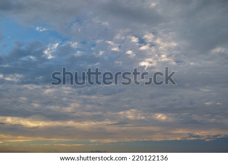 Sunset clouds and remaining blue sky, background for little hope, remainder and rest. 