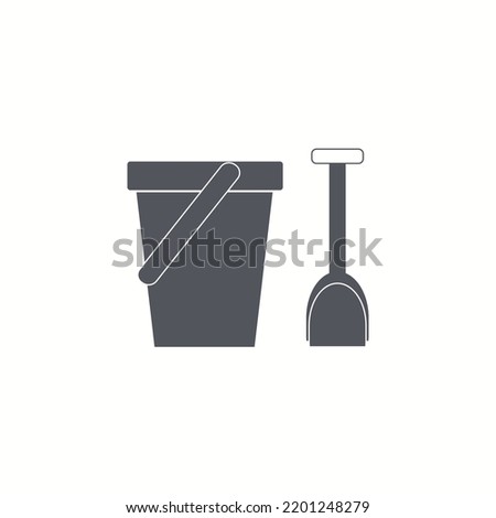 Sand pail and shovel vector icon.Vector illustration