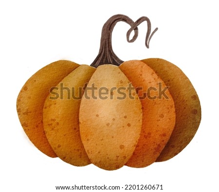 Watercolor pumpking isolated on white