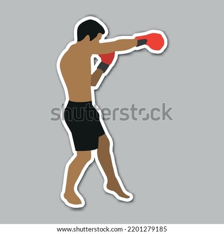 jab boxing pose martial art editable vector sticker Royalty-Free Stock Photo #2201279185