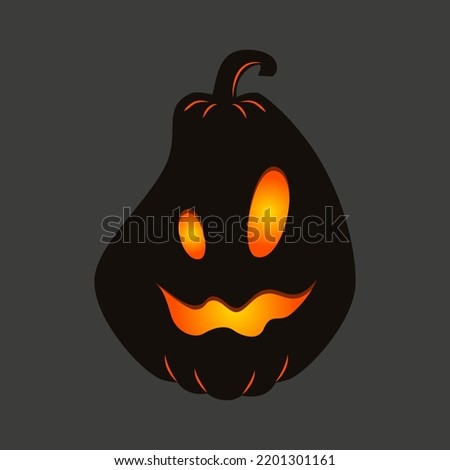 Funny Halloween pumpkin. A jack-o'-lantern isolated on a dark background. Vector illustration