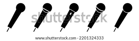 Microphone vector icon set. Karaoke design symbol. Music flat sign.