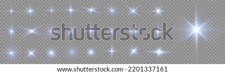 The star burst with brilliance, glow bright star, blue glowing light burst on transparent background, sun rays, blue light effect, flare of sunshine with rays, vector illustration, eps 10 Royalty-Free Stock Photo #2201337161