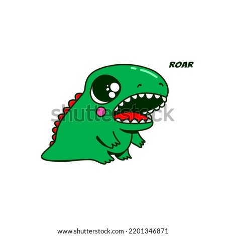 Cute little green dinosaur minimalist character vector illustration..