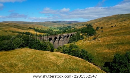 Beautiful viaduct in the Yorkshire Sales National Park - drone photography