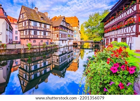Strasbourg, Alsace, France. Traditional half timbered houses of Petite France. Royalty-Free Stock Photo #2201356079
