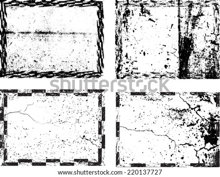 Distress Border Frames and Cracked Texture . Vector Illustration .