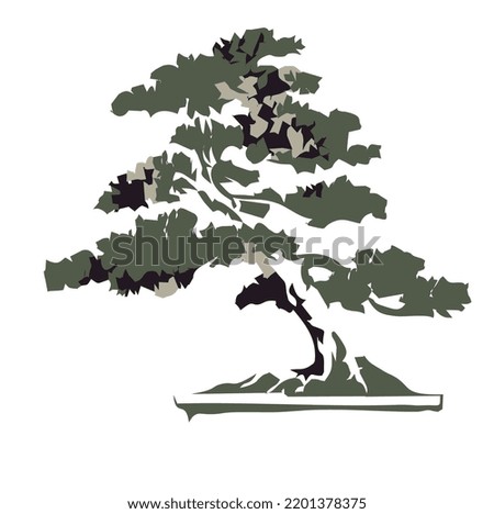 Illustration of Bonsai Tree Isolated White