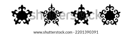 Snowflakes kazakh ornament icon,vector set. 