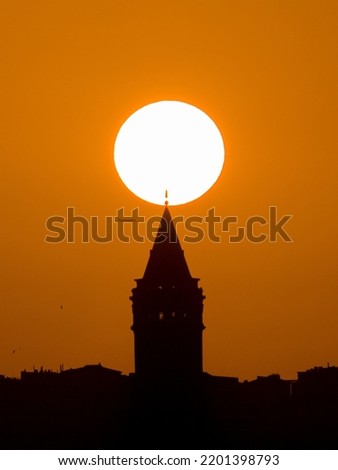 Sunset over the 14th century Galata Tower, Istanbul