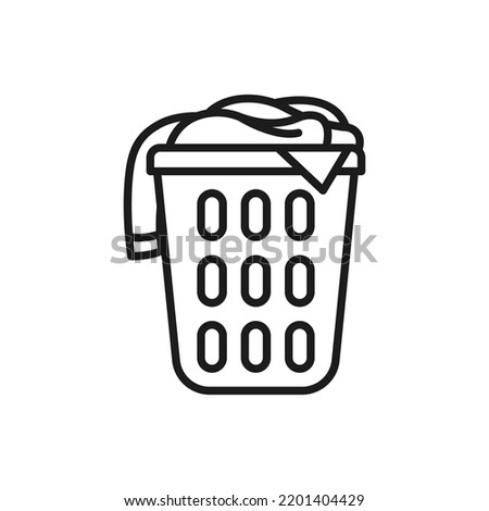 Laundry basket simple line vector icon. Royalty-Free Stock Photo #2201404429