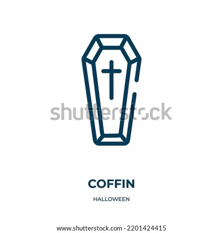 Coffin icon. Linear vector illustration from halloween collection. Outline coffin icon vector. Thin line symbol for use on web and mobile apps, logo, print media.