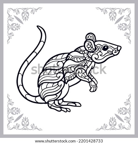 Mouse zentangle arts isolated on white background