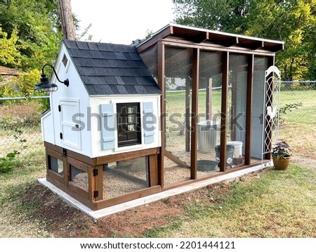 Backyard chicken coop for small flock Royalty-Free Stock Photo #2201444121