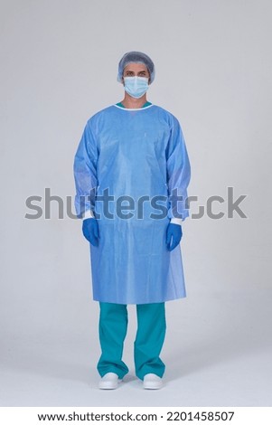 pandemic dress , doctors surgical gown Royalty-Free Stock Photo #2201458507