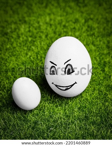 chicken eggs funny emoticons on a green background