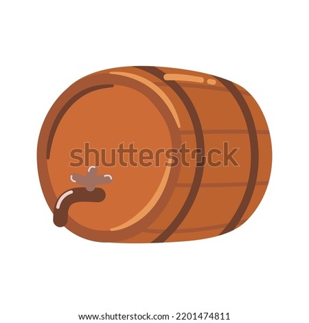Barrel of beer in flat doodle style for Oktoberfest. Isolated hand drawn vector illustration of wooden keg