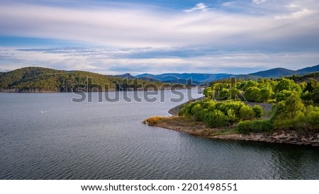 Hinze Dam built in 1976 across the Nerang River in South East Queensland, Australia Royalty-Free Stock Photo #2201498551