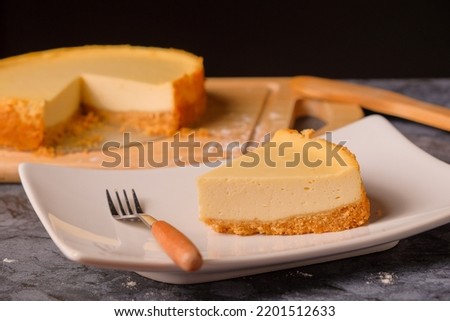 Cheese cake on dish in coffee shop 
